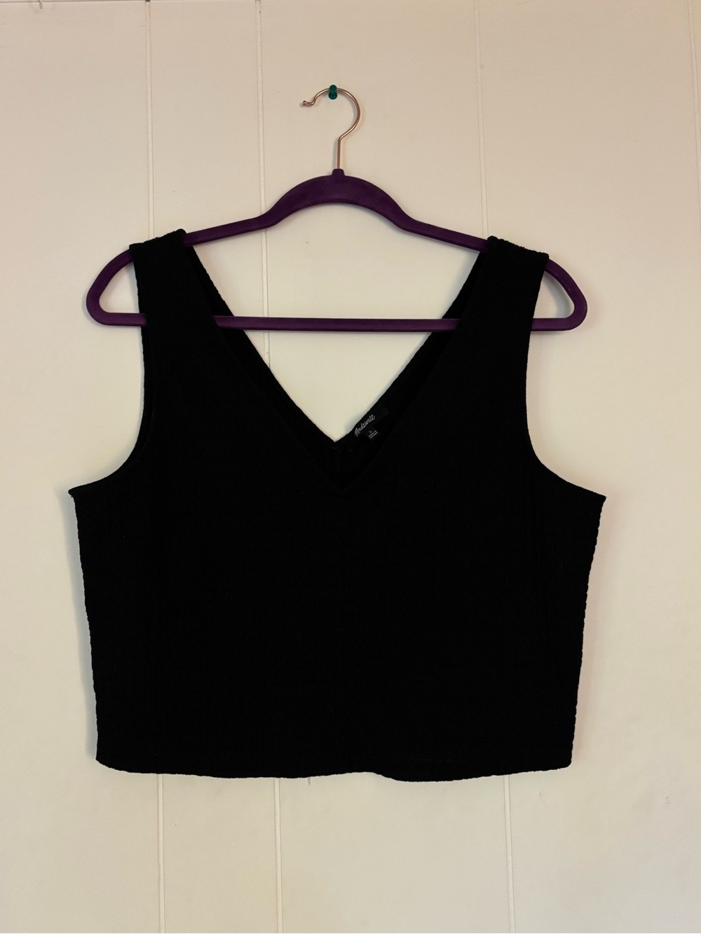 Madewell Black V-Neck Cropped Ribbed Tank